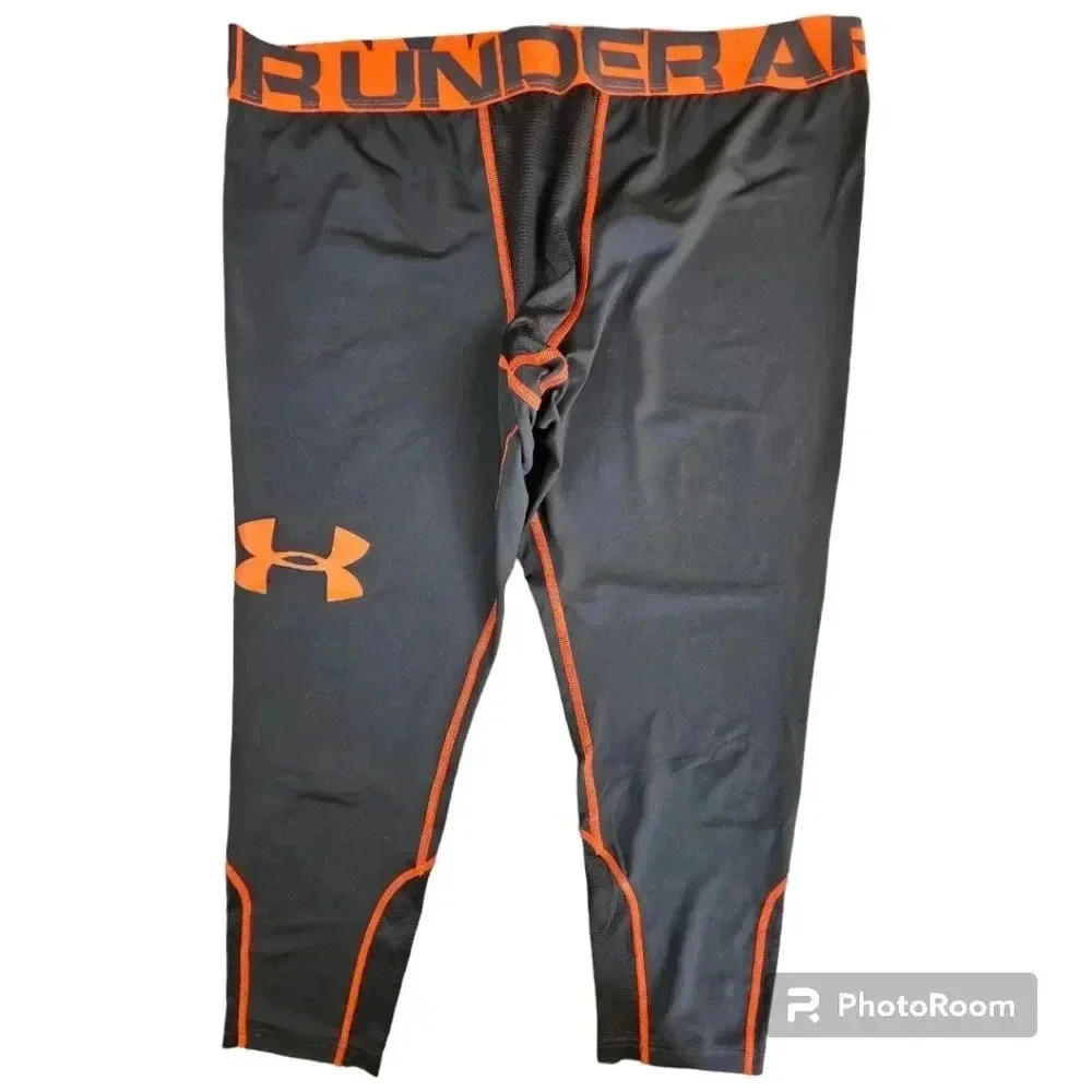 Under Armour 1251857 UA Combine Training HeatGear® Black& OrangeTights Sz 2XL